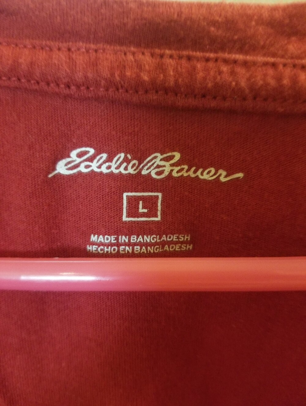 Eddie Bauer Women’s V-Neck Short Sleeve Tee — Burgundy - Size Large - Picture 3 of 3